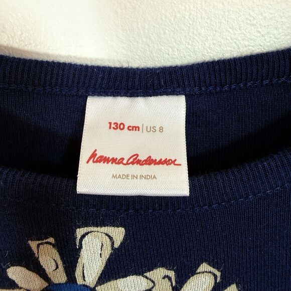 Hanna Andersson Floral Play Dress Girls Sz 8 Pockets Navy Sleeveless - Picture 7 of 12
